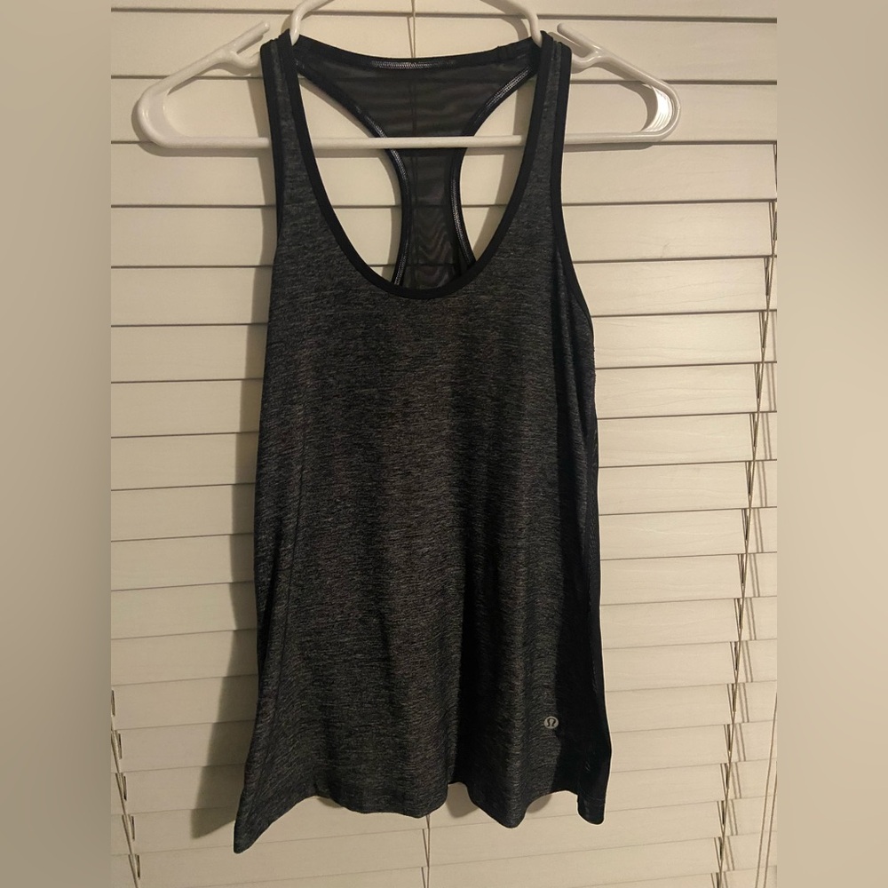 Lululemon Racerback Tank Top Black & Gray Mesh Running Active Size 6